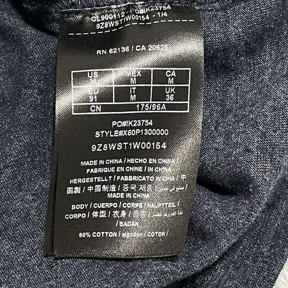 Guess Jeans Shirt Mens Medium Blue Denim V-Neck Cotton Pocket Los Angeles 1981 - Picture 4 of 8